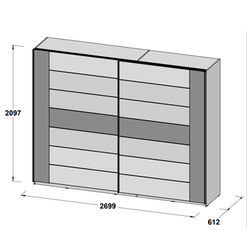 Šatní skříň BELLEVUE ušlechtilý dub/dub černý 6