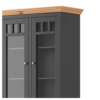 Vitrína  BELLU 2D borovice/grafit 2