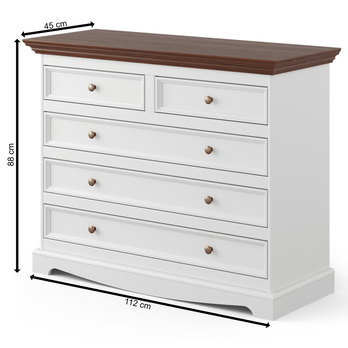 Komoda BELLU 5S ořech/bílá 4