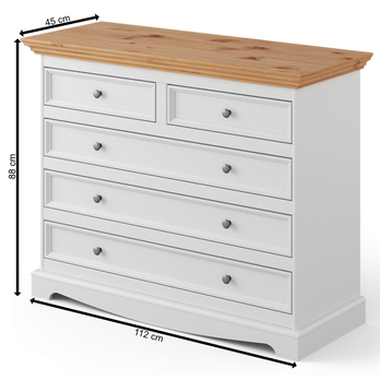Komoda BELLU 5S borovice/bílá 7