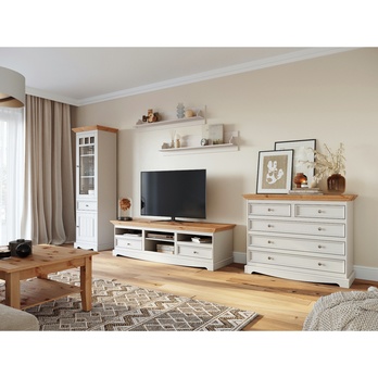 TV komoda BELLU II borovice/bílá 1