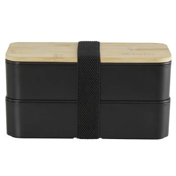 Dóza s příborem BENTO černá/bambus 5