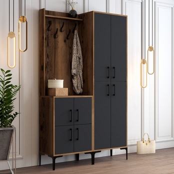 Předsíňová sestava BERLIN 2 ořech/antracitová 1