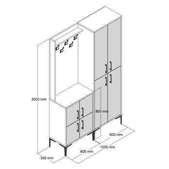 Předsíňová sestava BERLIN 2 ořech/bílá 5