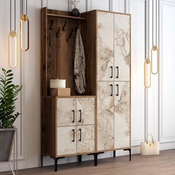 Předsíňová sestava BERLIN 2 ořech/mramor 1