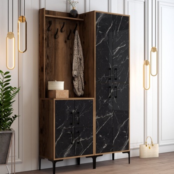 Předsíňová sestava BERLIN 2 ořech/černá 1