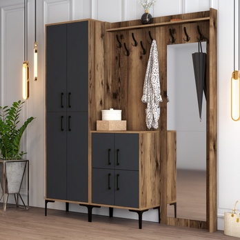 Předsíňová sestava BERLIN 3 ořech/antracitová 1