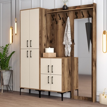 Předsíňová sestava BERLIN 3 krémová/ořech 1