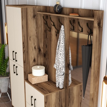 Předsíňová sestava BERLIN 3 krémová/ořech 4