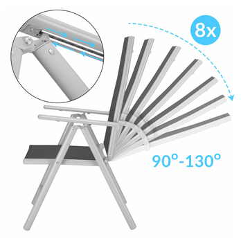 Zahradní židle BERN 2 stříbrná/černá, set 2 ks 1