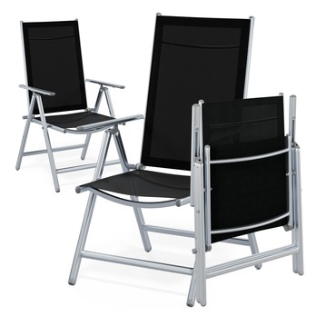 Zahradní židle BERN 2 stříbrná/černá, set 2 ks 2