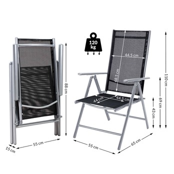 Zahradní židle BERN 2 stříbrná/černá, set 2 ks 5