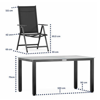 Zahradní set BERN 3 černá/bílá 5