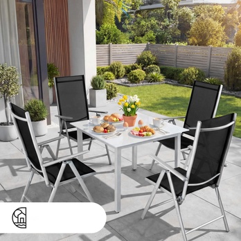 Zahradní set BERN 4 stříbrná/černá/mléčné sklo 1