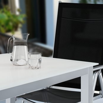 Zahradní set BERN 4 stříbrná/černá/mléčné sklo 4