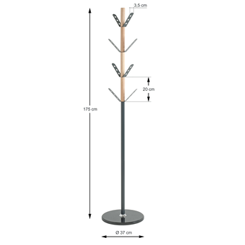 Stojanový věšák BERNIE antracitová/přírodní, výška 175 cm 4
