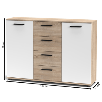 Komoda BERNO 4 dub sonoma/bílá 4