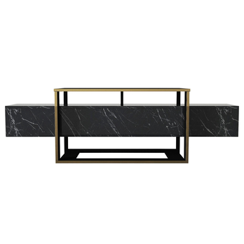 TV komoda BIANCO černá/zlatá 2