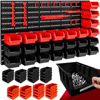 Nástěnka na nářadí s boxy BIN 2 černá/červená 1