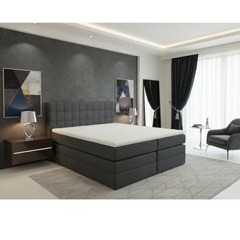 Postel s matrací a topperem BIRNA 2 BK tmavě šedá, 160x200 cm 1