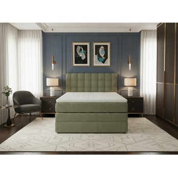 Postel s matrací a topperem BIRNA 2 BK olivová, 120x200 cm 3