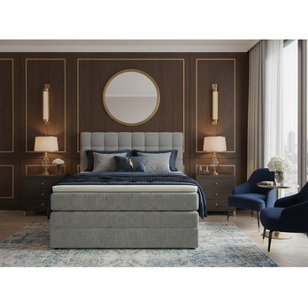 Postel s matrací a topperem BIRNA 2 BK světle šedá, 120x200 cm 1