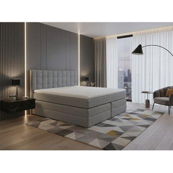 Postel s matrací a topperem BIRNA 2 BK světle šedá, 140x200 cm 1