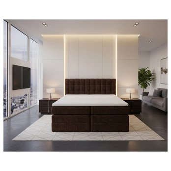 Postel s matrací a topperem BIRNA 2 BK tmavě hnědá, 180x200 cm 3