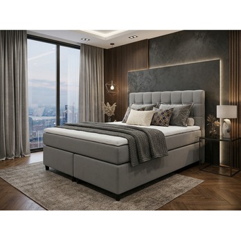 Postel s matrací a topperem BIRNA 2 BSB světle šedá, 140x200 cm 1