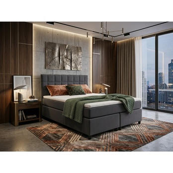 Postel s matrací a topperem BIRNA 2 BSB tmavě šedá, 140x200 cm 1