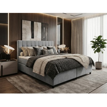 Postel s matrací a topperem BIRNA 2 BSB světle šedá, 160x200 cm 1