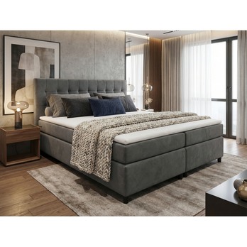 Postel s matrací a topperem BIRNA 2 BSB tmavě šedá, 160x200 cm 1