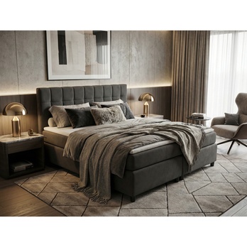 Postel s matrací a topperem BIRNA 2 BSB antracitová, 180x200 cm 1