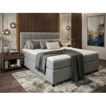 Postel s matrací a topperem BIRNA 2 BSB světle šedá, 120x200 cm 1