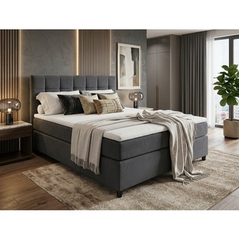 Postel s matrací a topperem BIRNA 2 BSB tmavě šedá, 120x200 cm 1