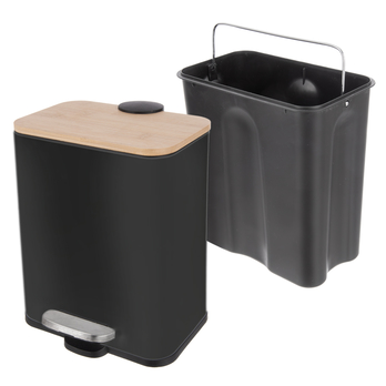 Odpadkový koš BLACK 3 černá/přírodní, 5 l 2