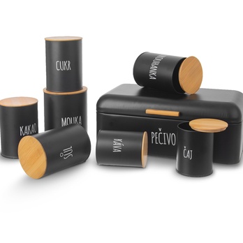 Dóza na hrubou mouku BLACK černá/bambus 3