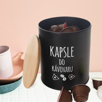 Dóza na kapsle do kávovaru BLACK černá/bambus 1