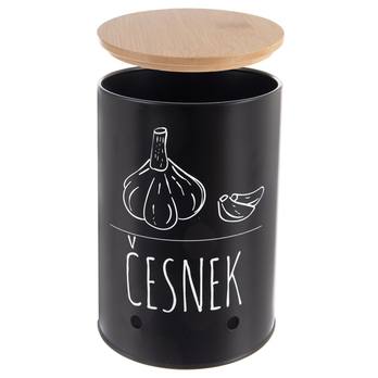 Dóza na česnek BLACK černá/bambus 1