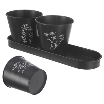 Sada květináčů na bylinky BLACK černá, 3 ks 1