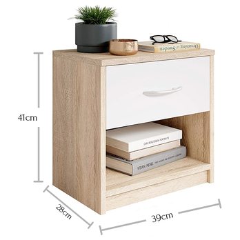Noční stolek BOBO dub/bílá 5
