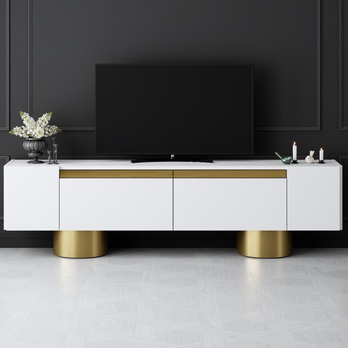 TV stolek BOHEM bílá/zlatá 3
