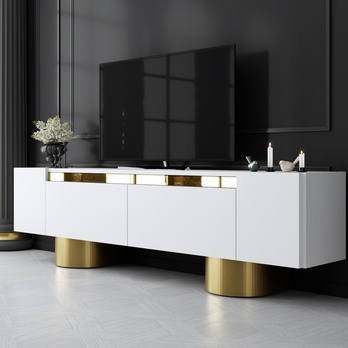 TV stolek BOHEM bílá/zlatá 5