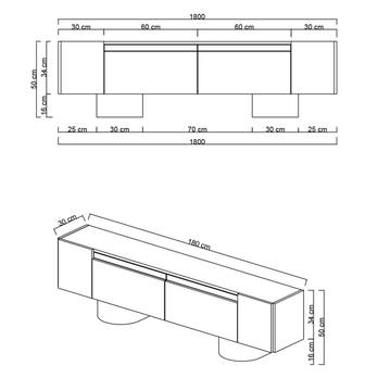 TV stolek BOHEM bílá/zlatá 7