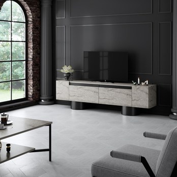 TV stolek BOHEM travertin/černá 1