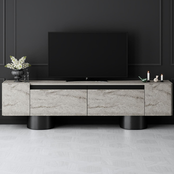 TV stolek BOHEM travertin/černá 3