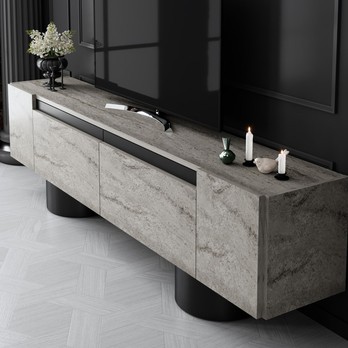 TV stolek BOHEM travertin/černá 6