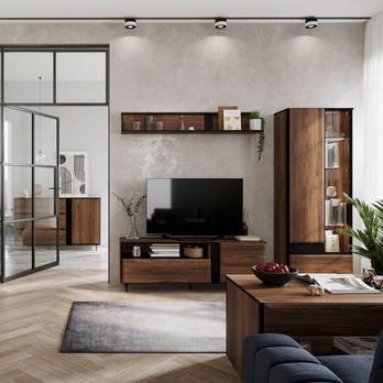 Nástěnná police BORGA 04 dub catania/černá 1