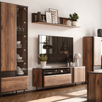 Nástěnná police BORGA 04 dub catania/černá 2