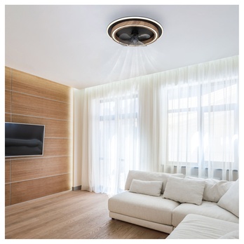 Stropní LED svítidlo s ventilátorem BOZAN černá/hnědá 1